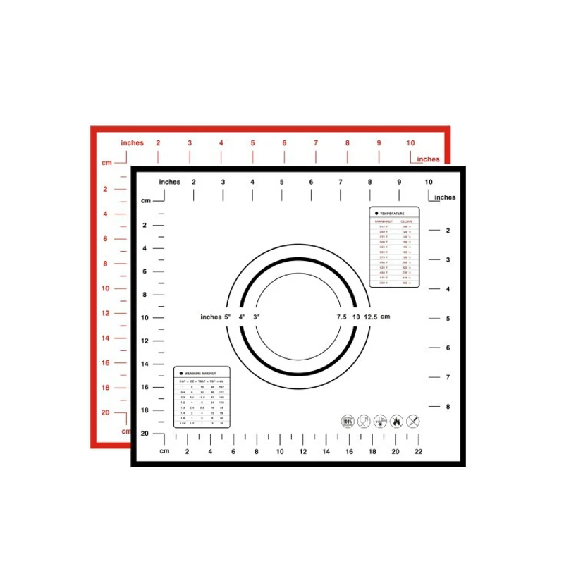 Silicone Pastry Mat Food-grade Silicone for Rolling Dough Non-Stick Silicone Mats with Measurements Cooking Confectionery tools