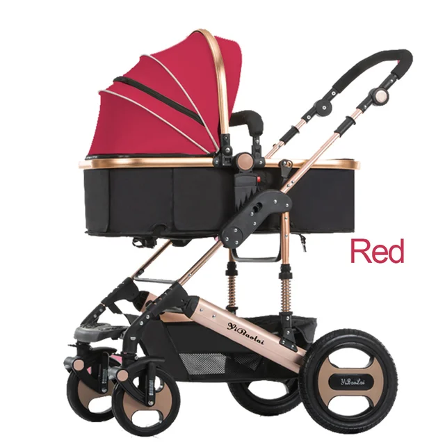 Steel 4 Wheels Baby Stroller 3 2 in 1 High Views Pram Travel System