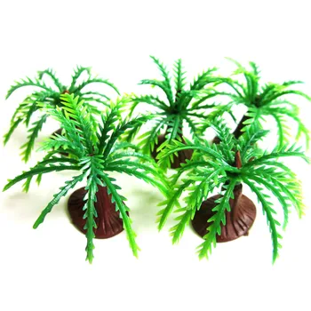 

10pcs New Mini Landscape Model Palms Tree Fish Tank Decoration Aquatic Plants Green Coconut Green Scenery kids toy