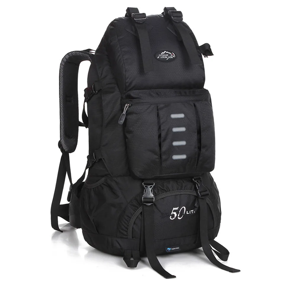 Местный лев Кемпинг Пешие прогулки рюкзак; спортивная сумка путешествия рюкзак для альпинизма восхождения оснастить мужчин t 50L для мужчин женщин мужчин Teengers - Цвет: Black