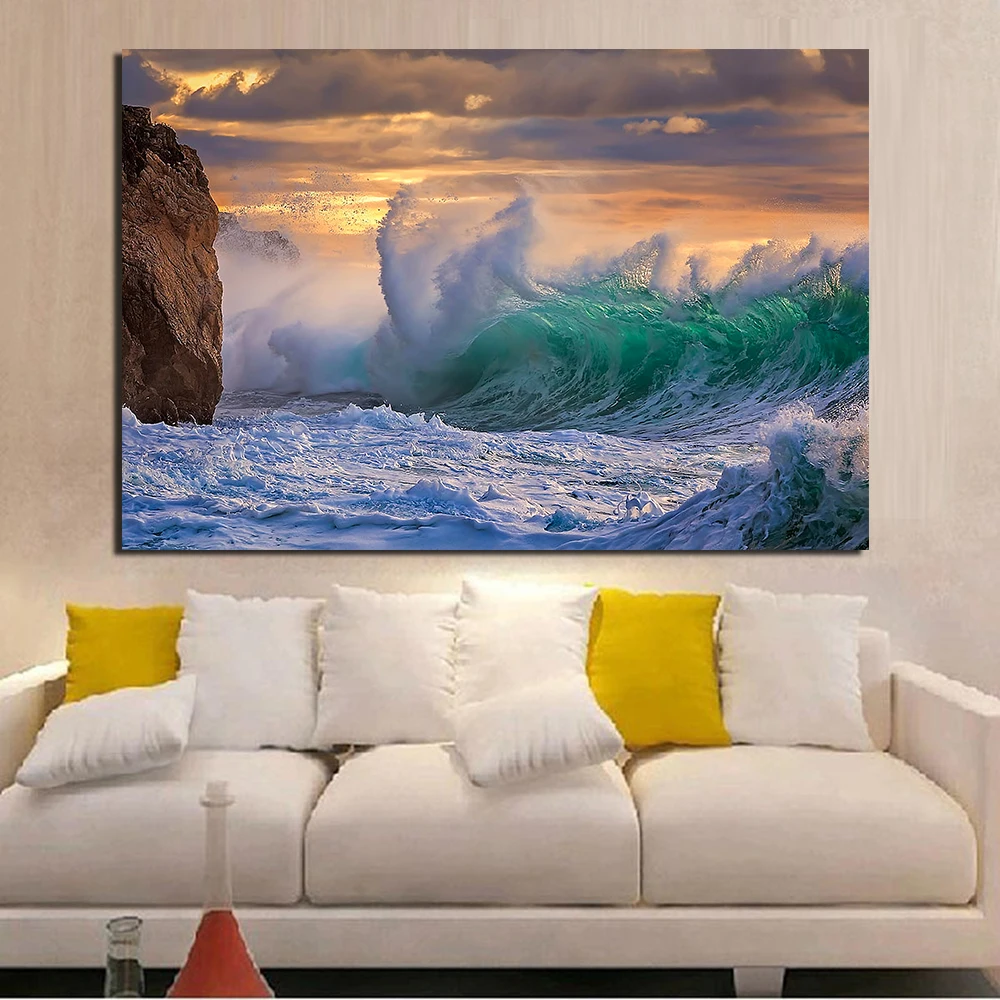 Q384C clouds of the storm waves rock Sea Sky -2