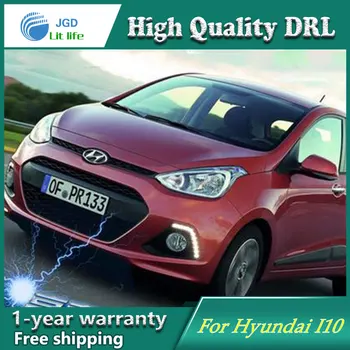 

Free shipping !12V 6000k LED DRL Daytime running light case for Hyundai I10 2013 2014 fog lamp frame Fog light Car styling