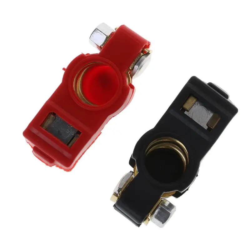 1 Pair Auto Battery Terminal Connector Battery Quick Release Terminals Clamps Cap Clips Copper For Car Truck Caravan