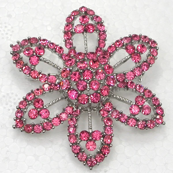 Pink Crystal Rhinestone Flower Pin brooches C2093 Jpin broochflower
