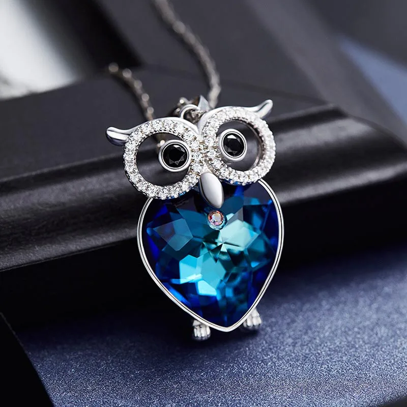 Buy Real 925 Sterling Silver Fine Jewelry Blue Crystal