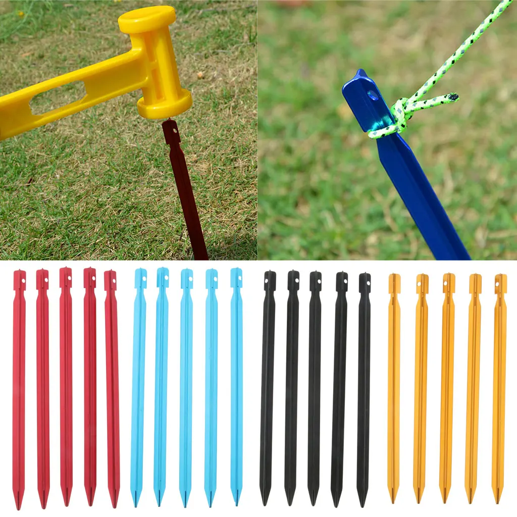 

5pcs 23cm Aluminum Camping Tent Stakes Pegs Triangle Ground Nails Accessories for Outdoor Tent Canopy Awning Sun Shelter
