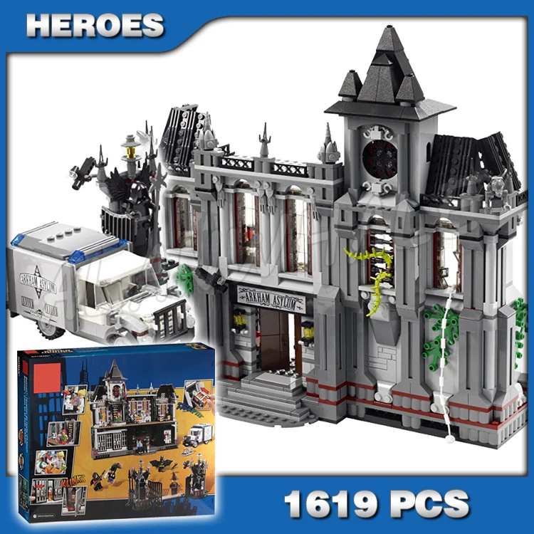 1619pcs Super Heroes Batman Movie Arkham Asylum Breakout DIY 7124 Model Building Blocks Toys Movie