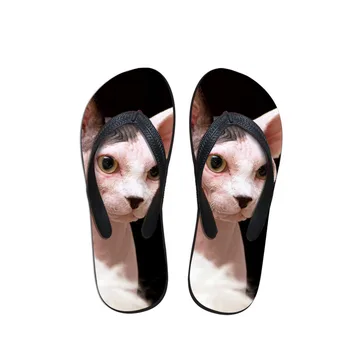

High Quality Classic Summer Men Flip Flops Beach Sandals Anti-slip Casual Shoes Canadian Hairless Sphinx cat Print Outdoor wear