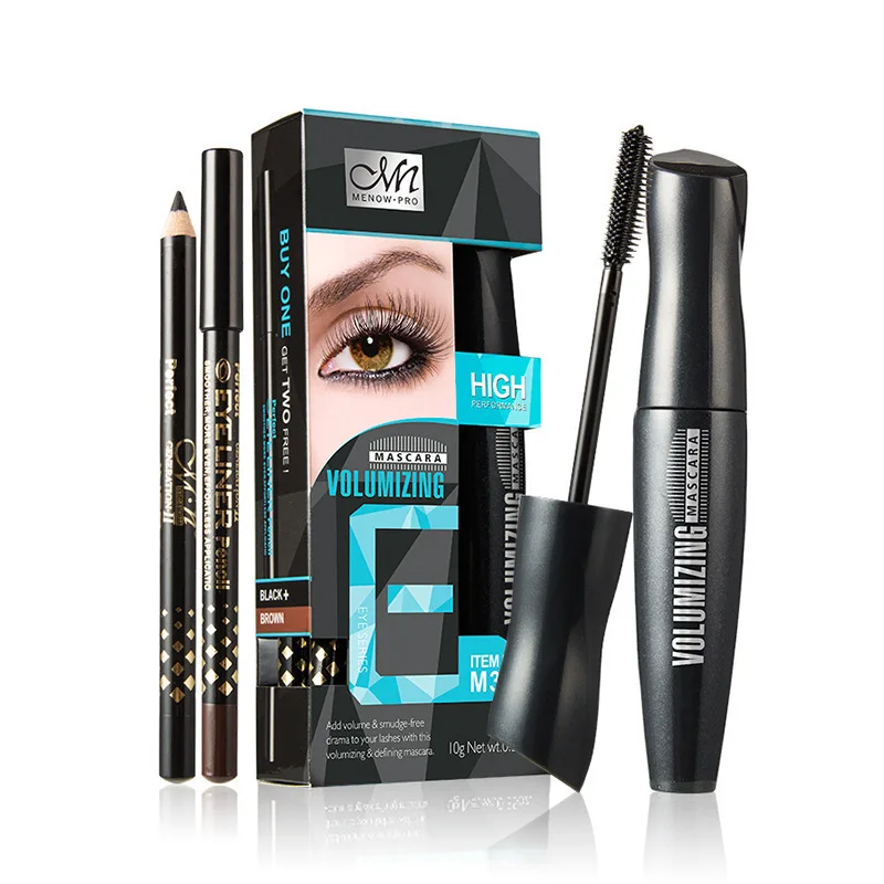 Menow 1 шт. Тушь для ресниц + два Eyelinr продлить ресницы Керлинг Толстые Lasting Удлиняющая Водонепроницаемый Lasting Eye набор косметики M303