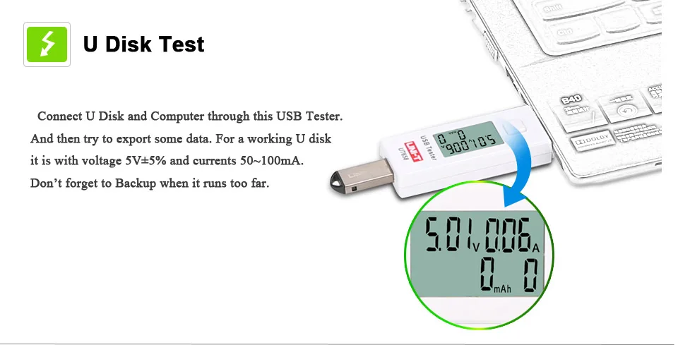 UNI-T UT658 USB цифровой тестеры напряжения тока U диск доктор Вольтметр для зарядного устройства амметр емкость Макс 9 В для хранения данных подсветка