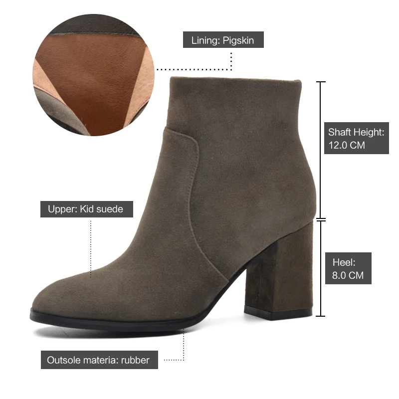 DONNA-IN Genuine Leather Women Boots Natural Suede Leather Ankle Boots for Women Fashion Square Toe Thick High Heel Ladies Shoes DONNA-IN Genuine Leather Women Boots Natural Suede Leather Ankle Boots for Women Fashion Square Toe Thick High Heel Ladies Shoes