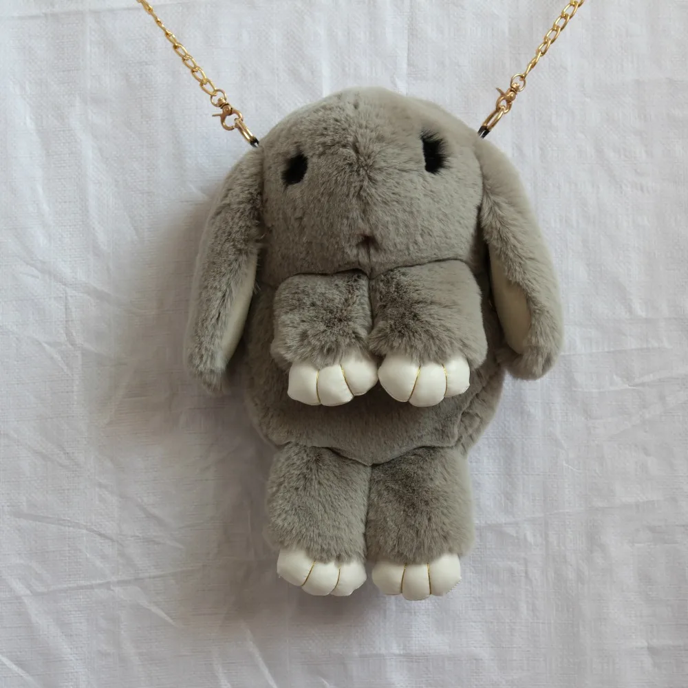 

New Super Cute Flannel Rabbit Bag Casual Comfortable Soft Plush Shoulder Bag Female Cartoon Children Rabbit Cross body Bag Women