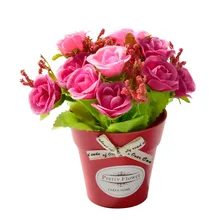 Искусственные розы цветы Шелковый букет цветок с пластиковой вазой бонсай набор для дома сад фермерский дом искусство украшение поддельные цветы