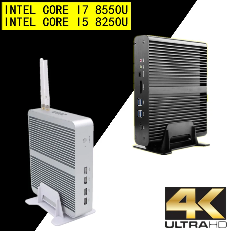 

Eglobal Fanless Mini Computer Intel i7 8565U/7560U i5 8250U/7260U 2*DDR4 Msata+M.2 PCIE Mini PC Windows 10 HTPC Nuc VGA DP HDMI