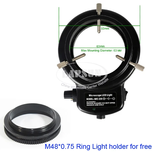 Регулируемый 6500K 144 светодиодный кольцевой светильник осветитель лампа для промышленности стерео микроскоп объектив камера Лупа 110 V-240 V адаптер