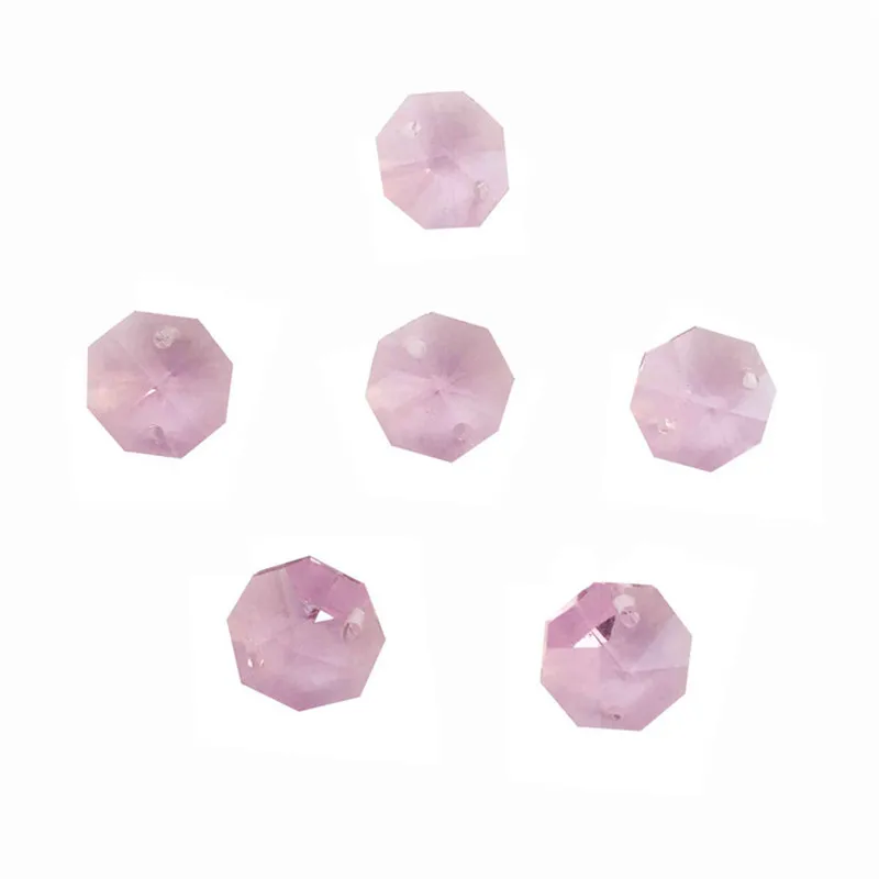 2000 шт./лот, розовый цвет, 14 мм хрустальные бусины восьмиугольник в 2 отверстия для украшения дома аксессуары