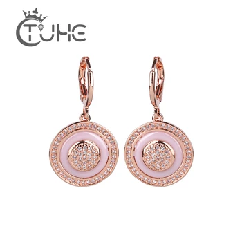 

2018 Stud Earrings for Women Bar Party Jewelry Women Crystal CZ Circle Earrings Micro setting express bijoux Jewelry 3 Colors