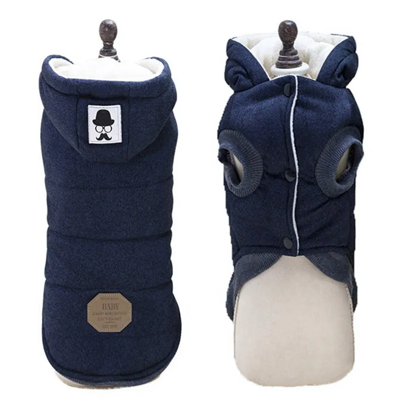 Cute Warm Pet Dog Clothes Winter Coat Puppy Jacket Cotton Soft Winter Clothes For Dog Hoodie Small Medium Large Pet Coats - Цвет: Blue