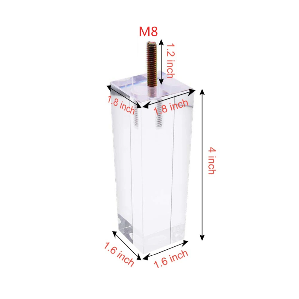 4 шт. 4/4. 7 дюймов мебельные ножки для стола M8 акриловые ножки для мебели 100/120 мм кофейные чайные барные стулья