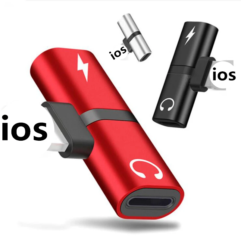 

2 in 1 Audio Adapter For iPhone 7 8 X Connector Splitter Charger Audio Headphone Adapter For Jack to Earphone AUX Cable