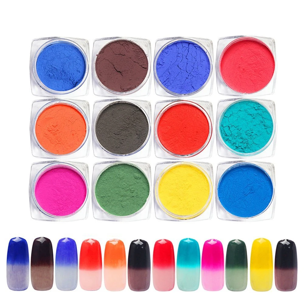 

Meicailin New 1 Box Thermochromic Pigment Thermal Color Change Temperature Powder Dust Decorations Nail Art Gradient Powders
