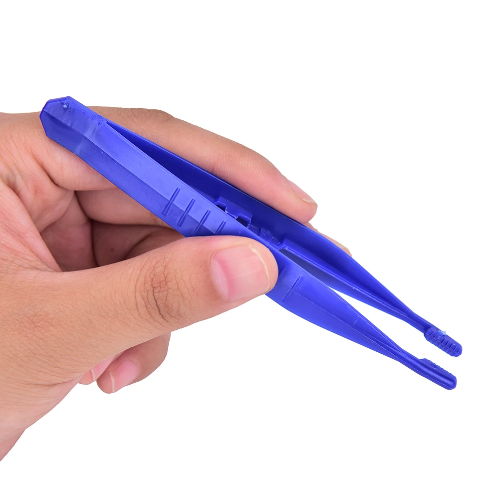 

JETTING 10Pcs Tattoo Medical Tweezers Disposable Blue Terile Tweezers Medical Plastic Bending Surgical Tray For Tattoo Body Art