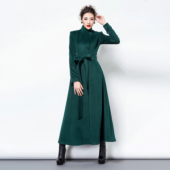 Модное элегантное женское длинное пальто зимнее приталенное шерстяное пальто из кашемира пальто красное темно зеленое Черное Женское пальто корейское