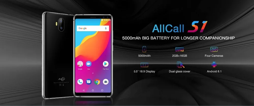 Allcall S1 5," 18:9 5000 мАч аккумулятор Android 8,1 Mtk6580a четырехъядерный 2 Гб ОЗУ 16 Гб ПЗУ 8МП+ 2МП камеры смартфон