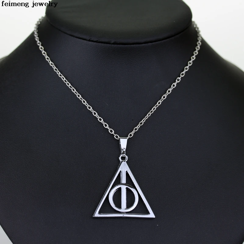 

Freeshipping 200pcs a lot HARRY POTTER DEATHLY HALLOWS LOGO METAL NECKLACE