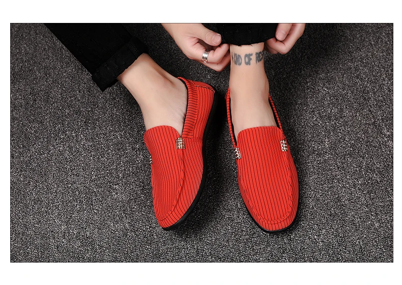Brand Fashion Shoes Men Casual Fabric Trending Man Leisure Loafers High Top Breathable Male Slip On Boat Drive Canvas (11)