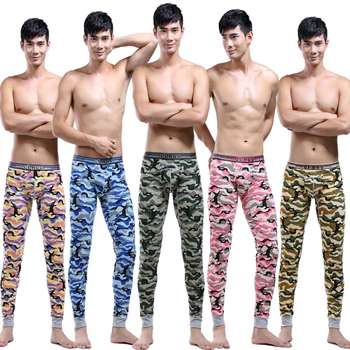

National male trend print long johns separate 100% cotton basic cotton wool pants beauty care skin tight warm pants male