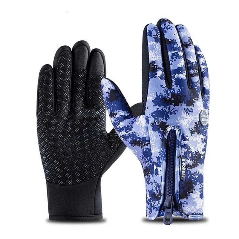 Зимние водонепроницаемые обновленные рыболовные перчатки с сенсорным экраном для мужчин и женщин из искусственной кожи, противоскользящие рыболовные перчатки - Цвет: Бежевый
