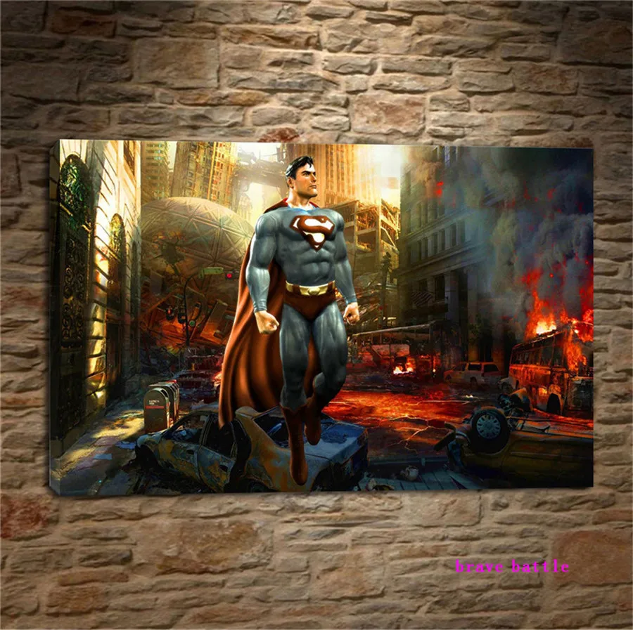 Batman Arkham Knight Superman Canvas Painting Print Living Room Home