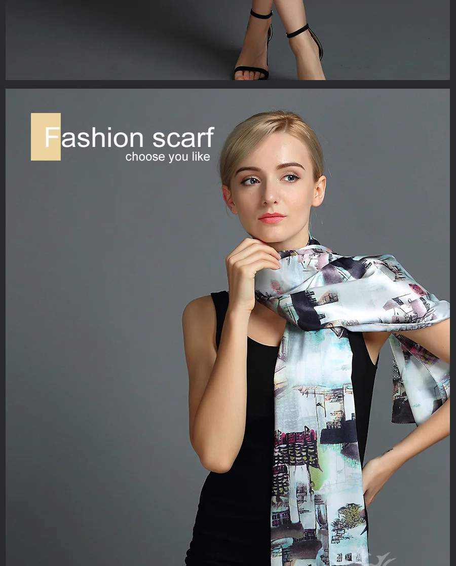 [Feiledis] 2017 шелковый шарф женские Модные шаль многоцелевой шарф двухсторонний Замена Применение шарф серии fd042