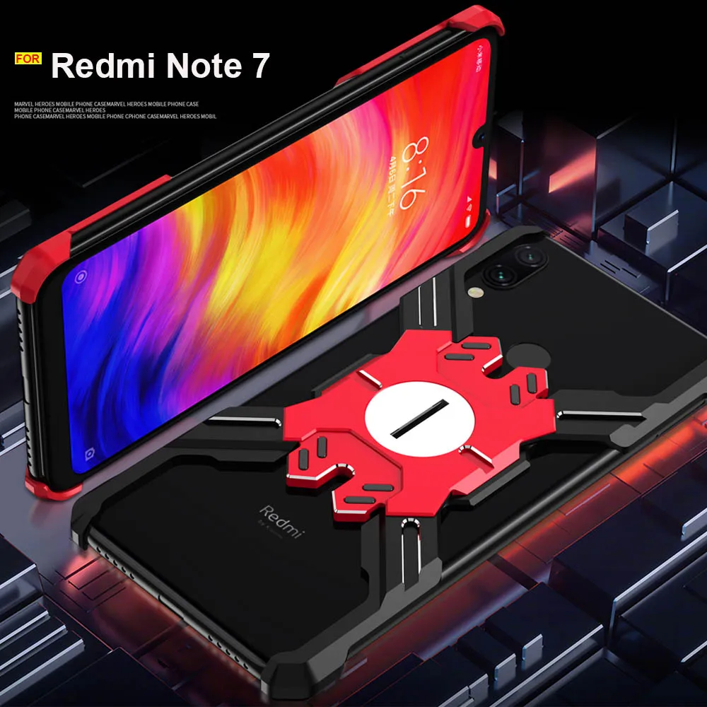 

Original Mechanical Arm Shockproof cover for Xiaomi Redmi Note 7 case Luxury Aluminum Metal Armor case for Redmi Note 7 cover