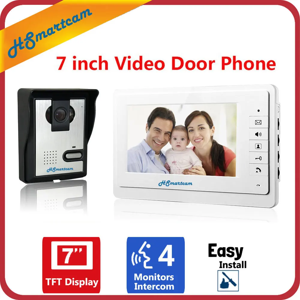 Prix Maison 7 pouce TFT LCD Moniteur HD Vidéo Porte Téléphone visuel Vidéo Haut Parleur Interphone Système Étanche Housse De Pluie 700TVL IR caméra
