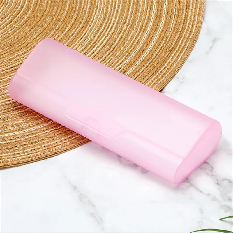 1 шт. модный портативный пластиковый футляр для солнцезащитных очков однотонные цветные очки коробка полупрозрачный PP Чехол для очков новое поступление - Цвет: Розовый