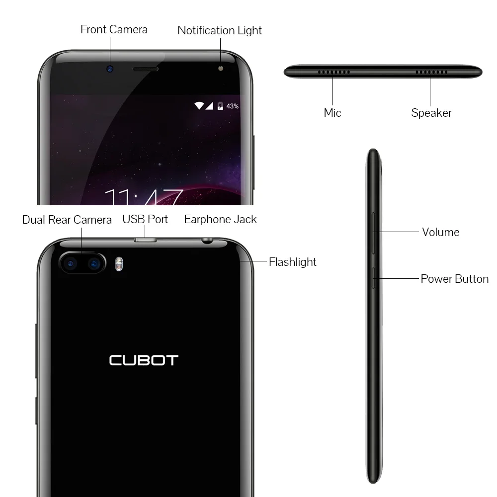 Cubot Magic телефон 5 0 &quotизогнутые Дисплей оригинальной ОС Android 7 MT6737 4 ядра 3 ГБ + 16 Гб