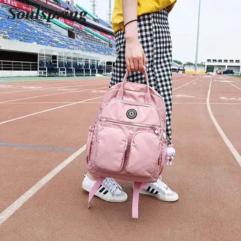 

New Fashion Waterproof Nylon Women Backpacks Large Capacity School Bag For Teeanger Girl Solid Multifunction Ladies Backpack