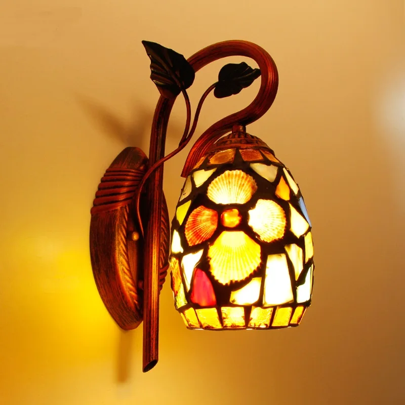 Leaves glass flowers Wall lights bedroom living room glass wall lampentrance hallway wrought