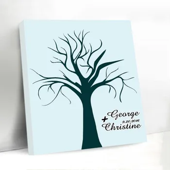 

Stylish Fingerprint Wedding Tree Canvas Guest Book Fashion Wedding Decoration Custom Romantic Wedding Party Favor Gift Keepsake