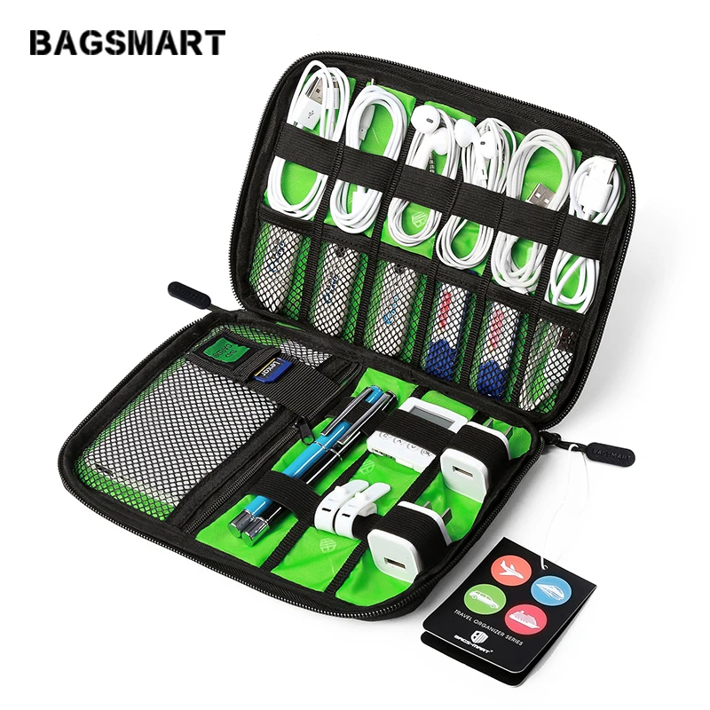 

BAGSMART Electronic Accessories Bag Nylon Travel Organizer For Date Line SD Card USB Cable Digital Device Bag Travel Accessories