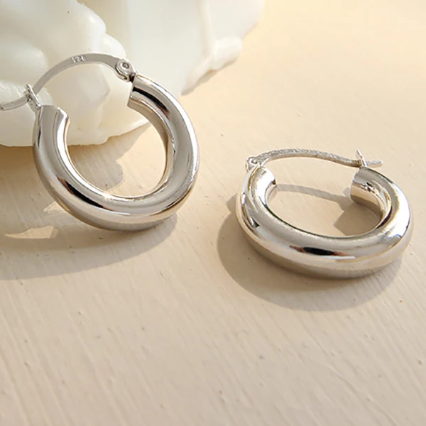 Корейский стиль 925 серебряные серьги Модные выразительные нежные круглые серьги-гвоздики хорошее ювелирное изделие для женщин - Цвет камня: Silver
