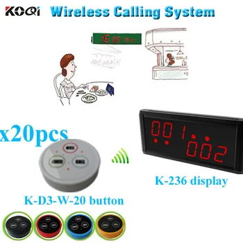 

Restaurant Waiter Pager System K-236 + K- D-3 communication equipment for restaurant (1 display monitor+20 table button)