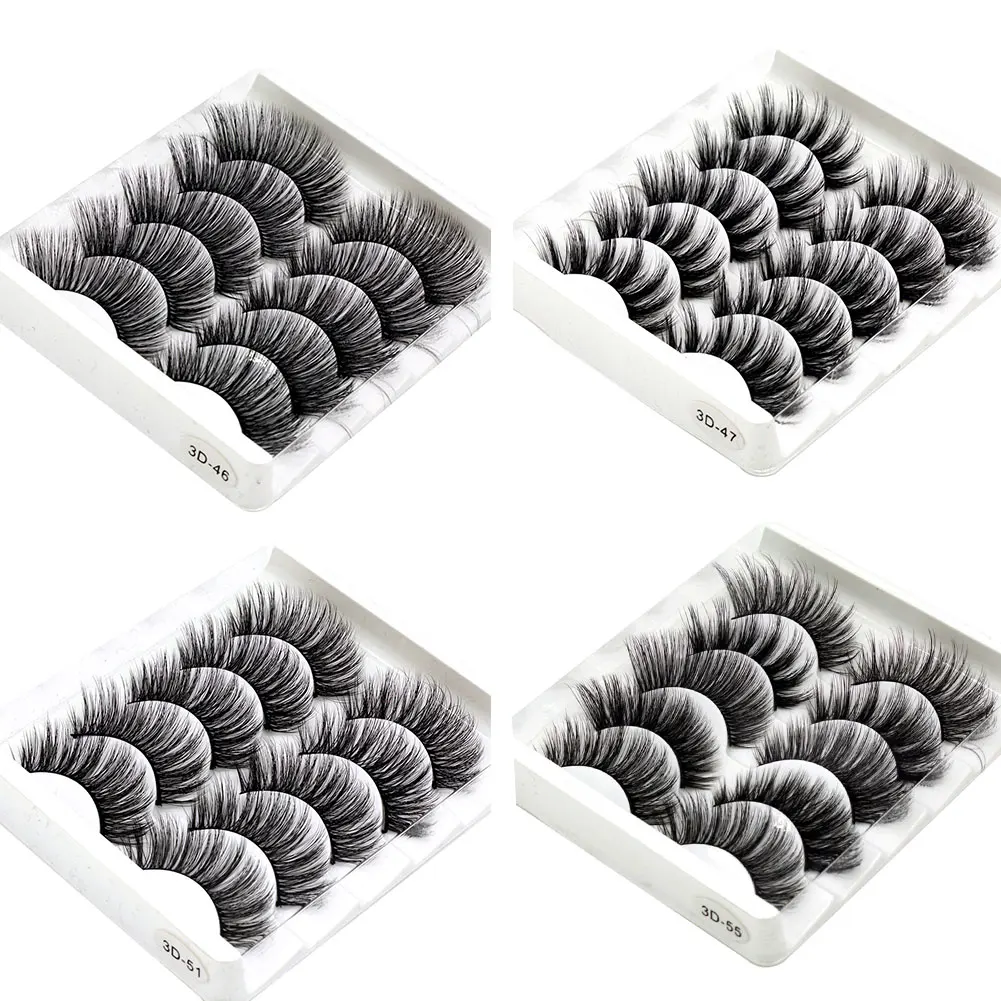 

5 Pairs Natural False Eyelashes Fake Lashes Long Makeup 3d Mink Lashes Eyelash Extension Mink Eyelashes For Make Up