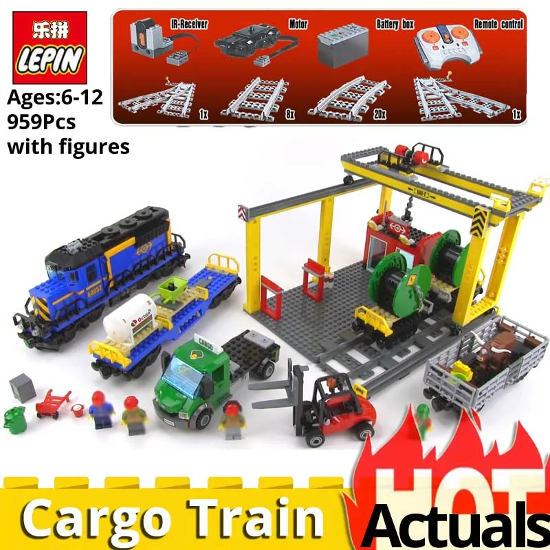 

LEPIN CITY 02008 The Cargo Train Set Electric remote contrl Building Blocks Bricks Christmas Educational toy Gift legoings 60052