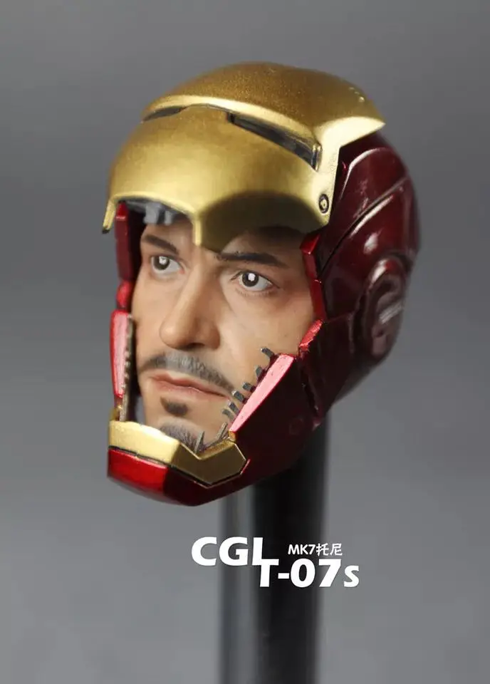 

CGLT-07 1/6th Scale Iron Man MK7 War Damaged Face Helmet Head Carvings for 12" Collectible Action Figure DIY