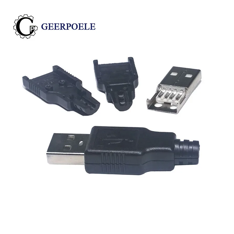 

10 pcs/lot Male Type A 4Pin Black Seatless Connectors Micro USB Connector Plastic Shell Jack Tail Sockect Plug