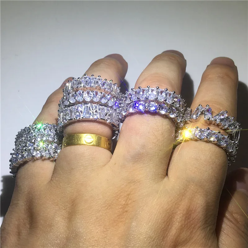 choucong 9 Styles Eternal Finger ring 5A zircon Cz 925 Sterling silver Engagement Wedding Band Rings For Women Men bijoux Gift