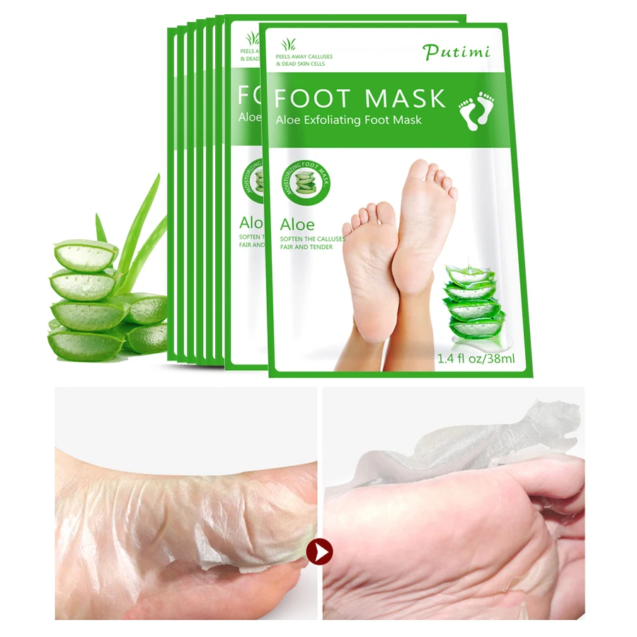 

1Pack Aloe Foot Peeling Mask for Legs Heels Remove the Skin Cuticles Whitening Pedicure Spa Socks Foot Exfoliating Feet Care